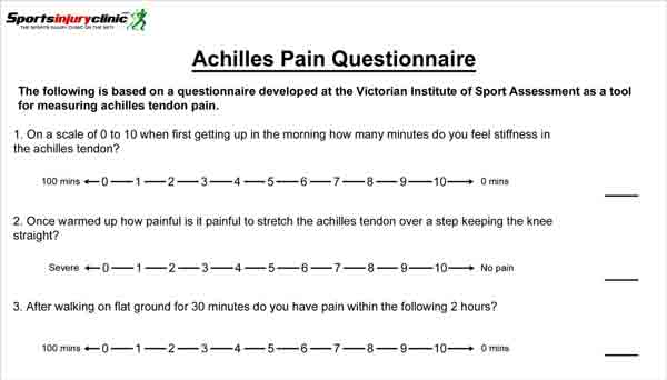 Achilles tendinopathy pain questionnaire download pdf