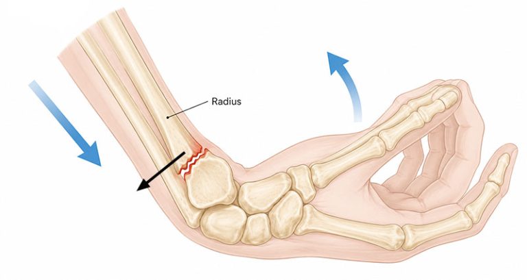 smiths fracture falling on to the back of the hand